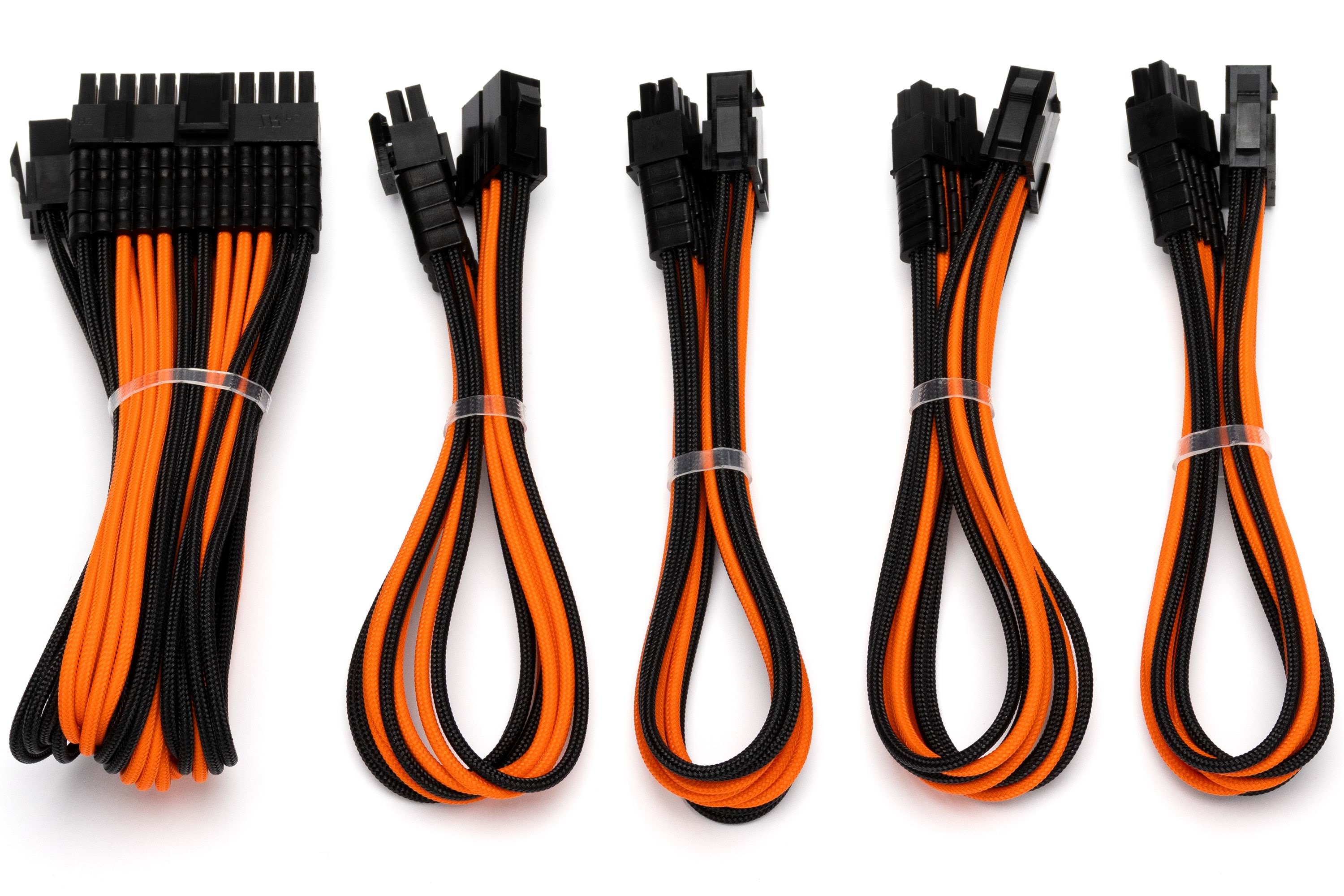 Dutzo Sleeved Power Extention Cable Kit (v2) - Schwarz / Orange - Stromkabel Intern