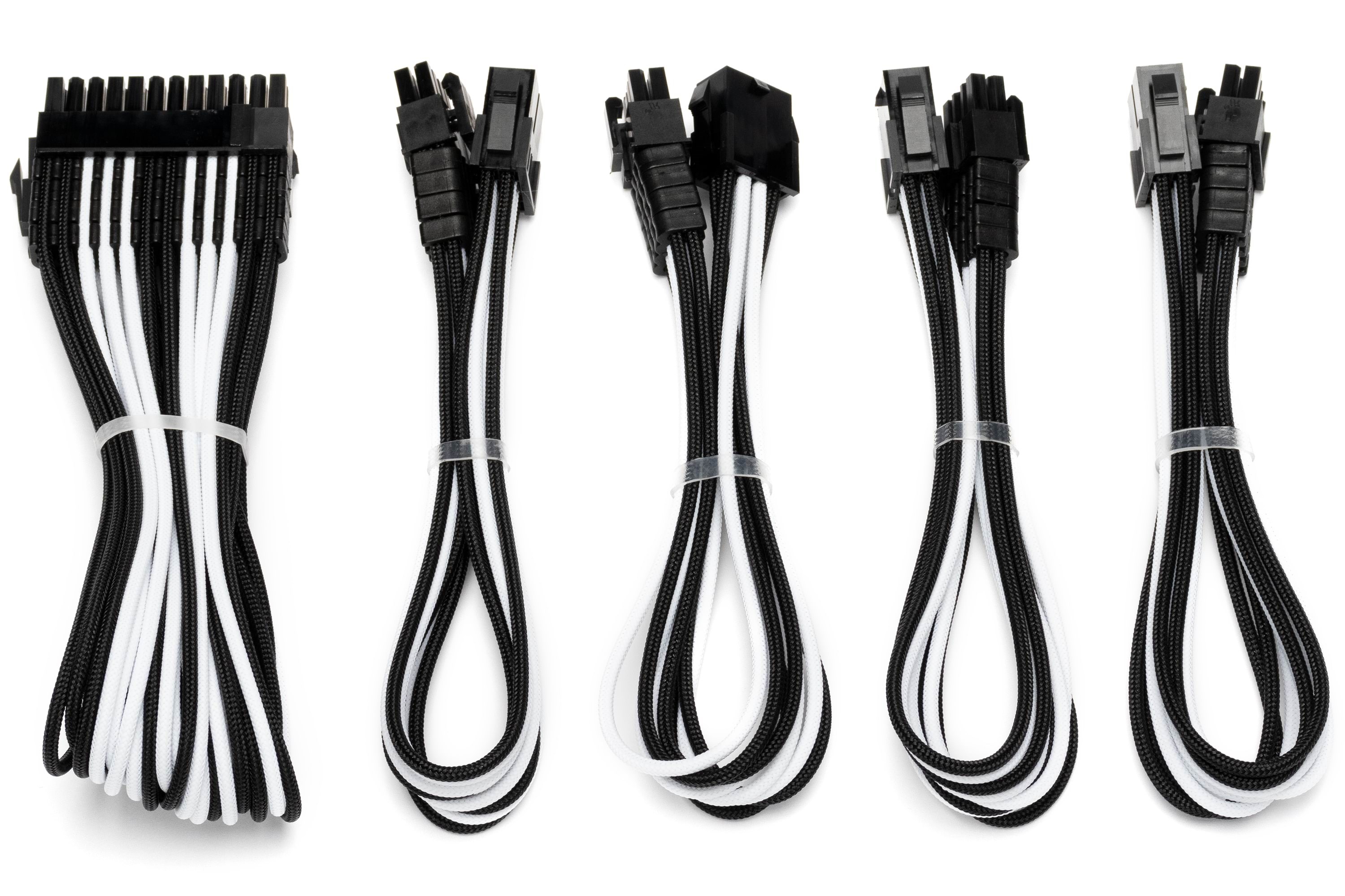 Dutzo Sleeved Power Extention Cable Kit (v2) - Schwarz / Weiß - Stromkabel Intern