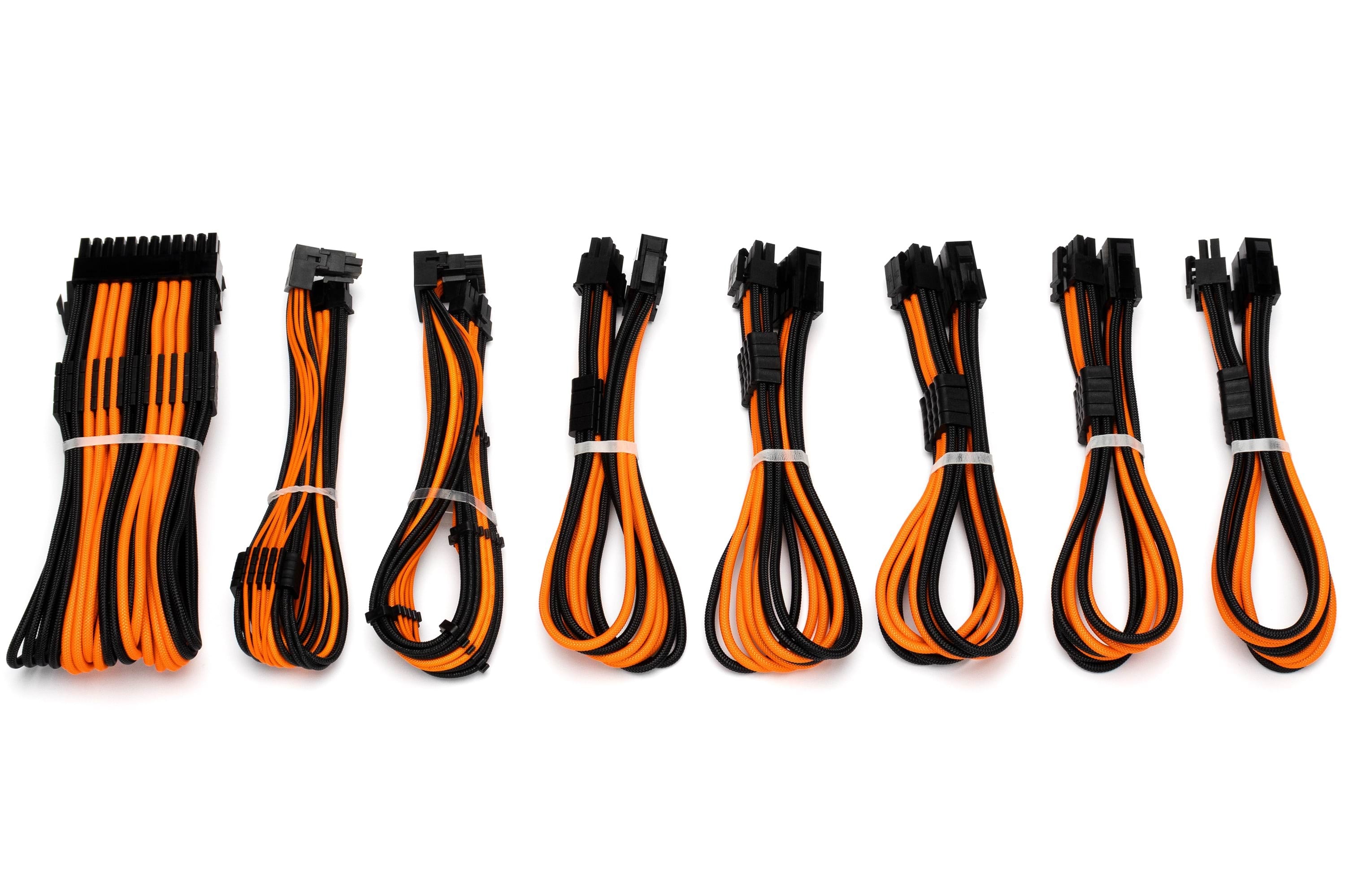 Dutzo Sleeved Strom Verlängerungskabel Pro Kit - Schwarz / Orange - Stromkabel Intern