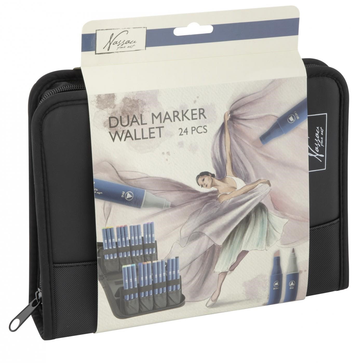 Nassau Twin Markers 24 Pcs in Pencil Case - Kunst Handwerk Ausstattung