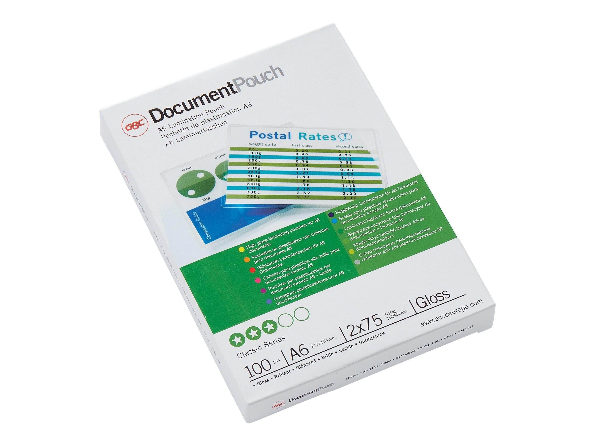 Gbc Laminating Pouch - 100-pack - Glossy - 111 x 154 mm - 75 G/m² - Lamination Pouches - Laminierung