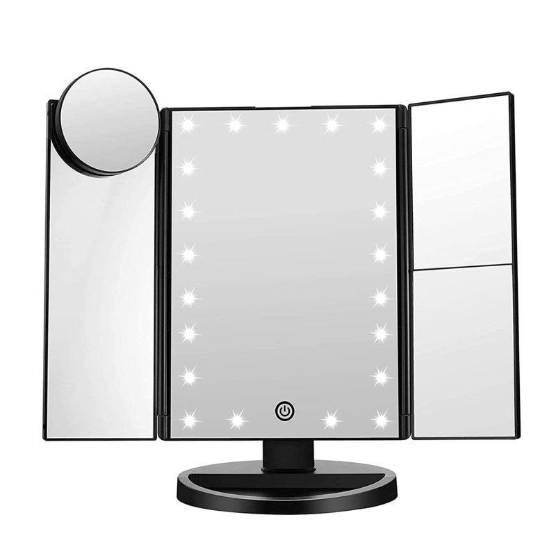 Uniq Hollywood Trifold Make up Spejl Sort - Kosmetik Spiegel 4777