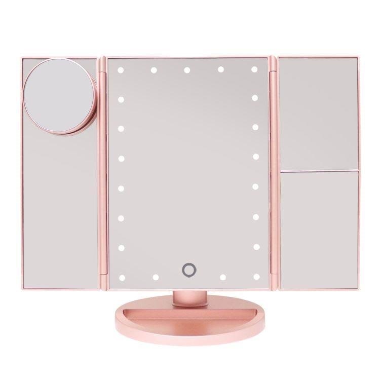 Uniq Hollywood Trifold Make up Spejl - Rose Gold - Kosmetik Spiegel 4777-2