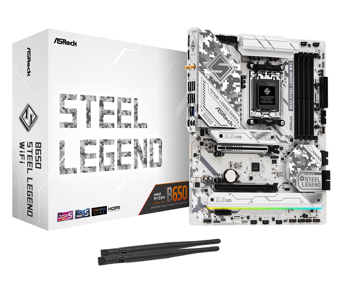 Asrock B650 Steel Legend Wifi Mainboard - Amd B650 - Amd Am5 - Ddr5 Ram - Atx