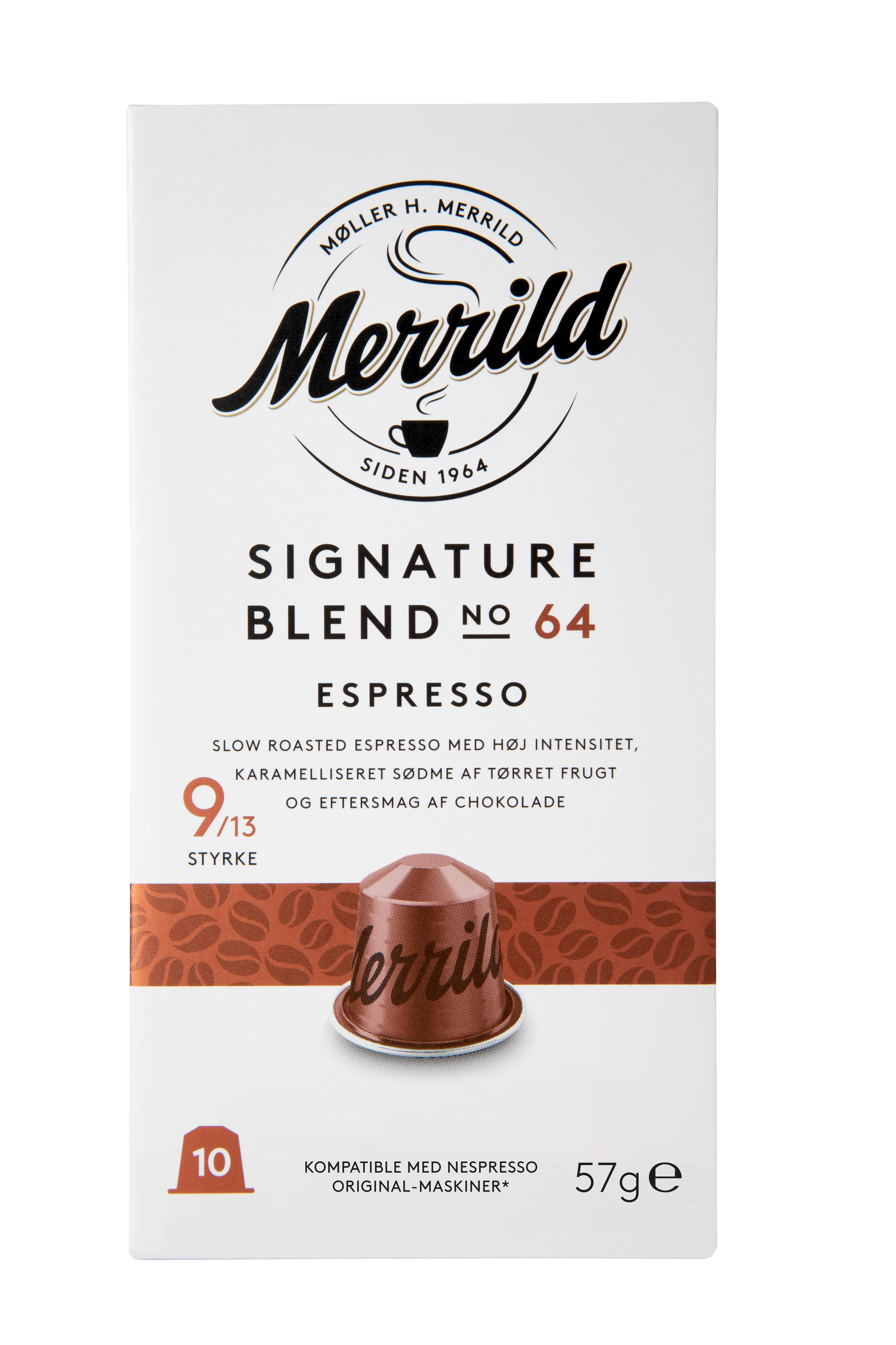 Merrild Signature Blend No.64 Aluminium Capsules - 10 Pcs - Kaffeezubereitung Weiß 70213