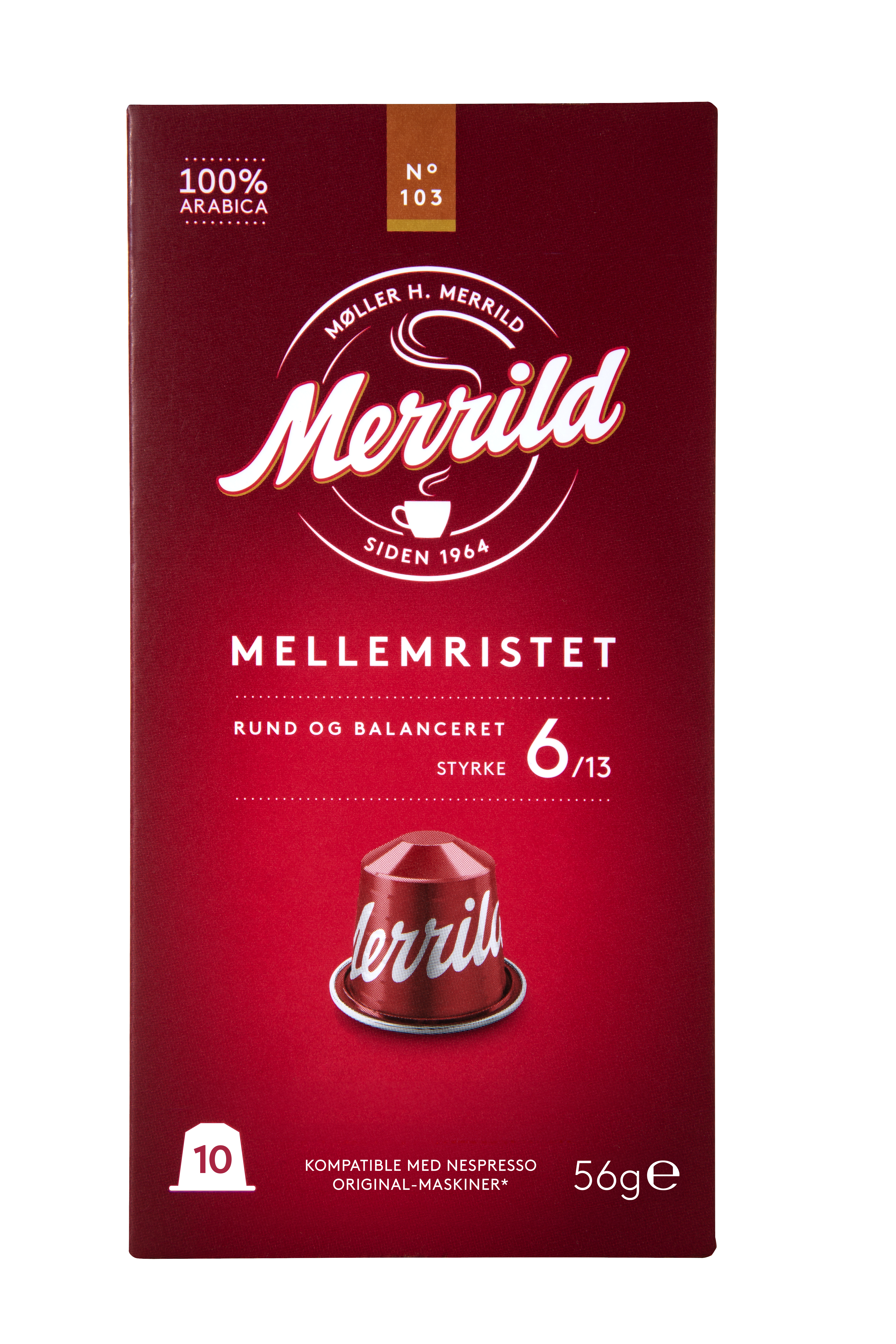Merrild Red No. 103 Aluminium Capsules - 10 Pcs - Kaffeezubereitung Rot 70212