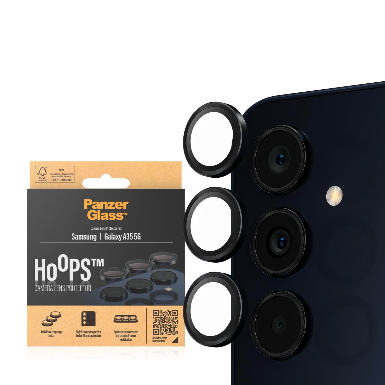 Panzerglass Hoops Camera Lens Protector Samsung Galaxy A35 5G | Black - Handys Anderes Zubehoer Panzer1226