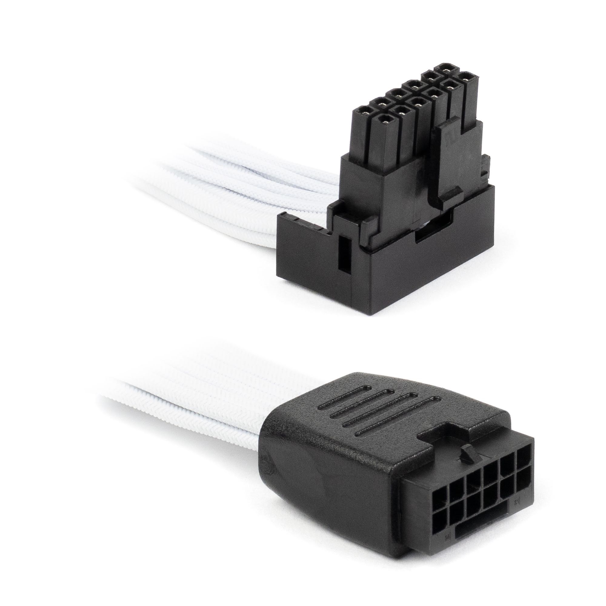 Dutzo Sleeved Pci-e 12v-2x6 Verlängerungskabel - Lock Pin up - Weiß - Stromkabel Intern