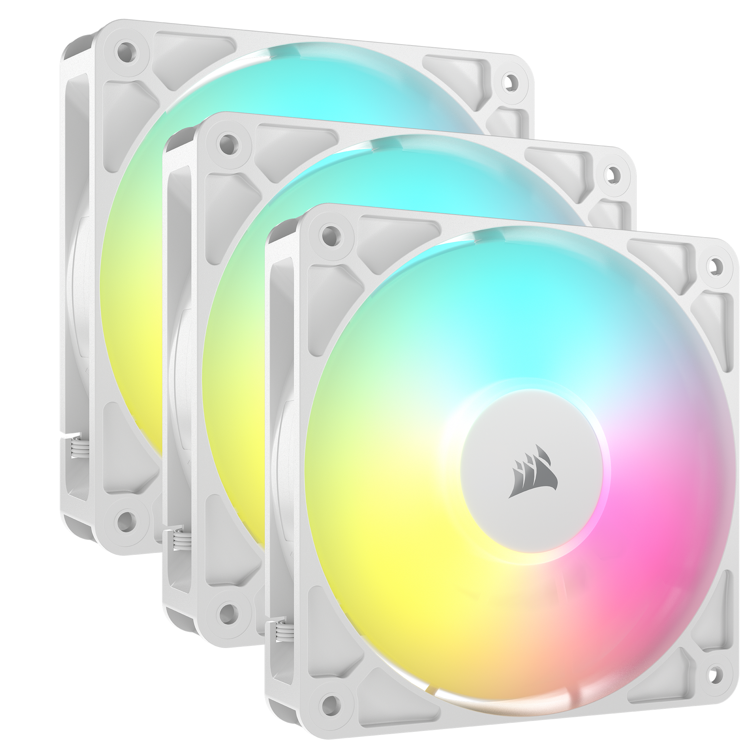 Corsair Rs120 Argb 3-pack - Gehäuselüfter - 120mm - Weiß Mit Rgb Led - 36 Dba - Gehaeuseluefter Co-9050185-ww