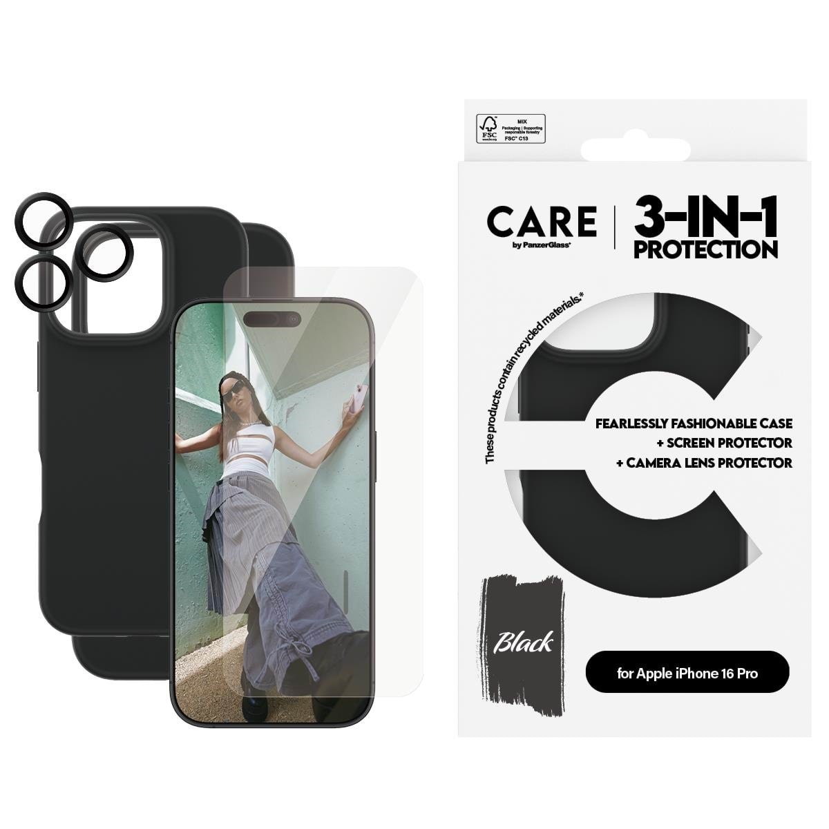 Care by Panzerglass Fashion 3-in-1 Bundle Iphone 16 Pro - Handys Cover Cases