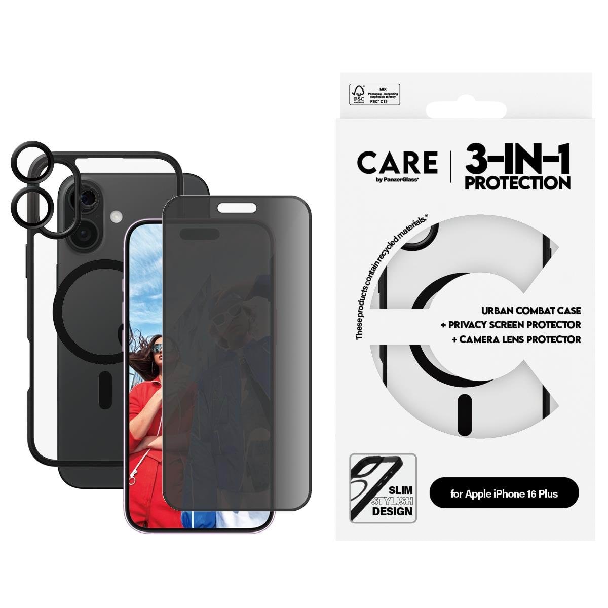 Care by Panzerglass Flagship 3-in-1 Privacy Bundle Iphone 16 Plus - Handys Cover Cases Panzerb1359+P2863+1283