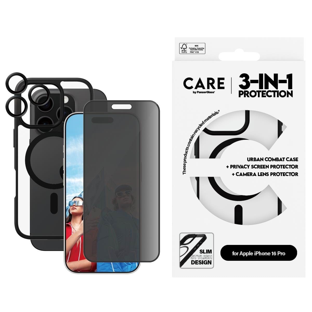 Care by Panzerglass Flagship 3-in-1 Privacy Bundle Iphone 16 Pro - Handys Cover Cases