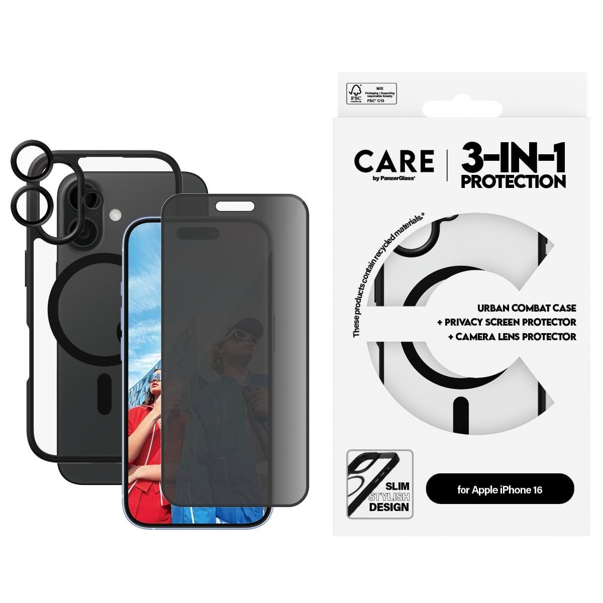 Care by Panzerglass Flagship 3-in-1 Privacy Bundle Iphone 16 - Handys Cover Cases Panzerb1357+P2861+1283
