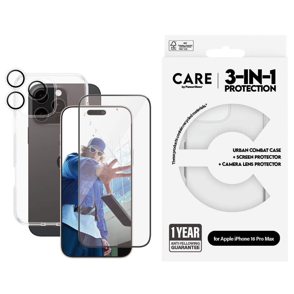Care by Panzerglass Flagship 3-in-1 Bundle Iphone 16 Pro Max - Handys Cover Cases