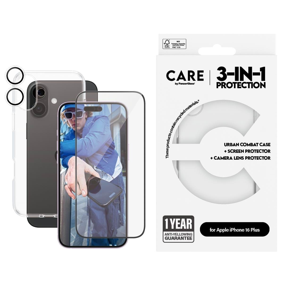 Care by Panzerglass Flagship 3-in-1 Bundle Iphone 16 Plus - Handys Cover Cases Panzerb1355+2863+1285