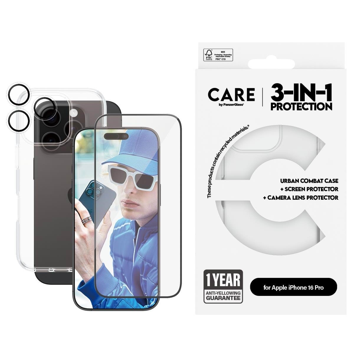Care by Panzerglass Flagship 3-in-1 Bundle Iphone 16 Pro - Handys Cover Cases
