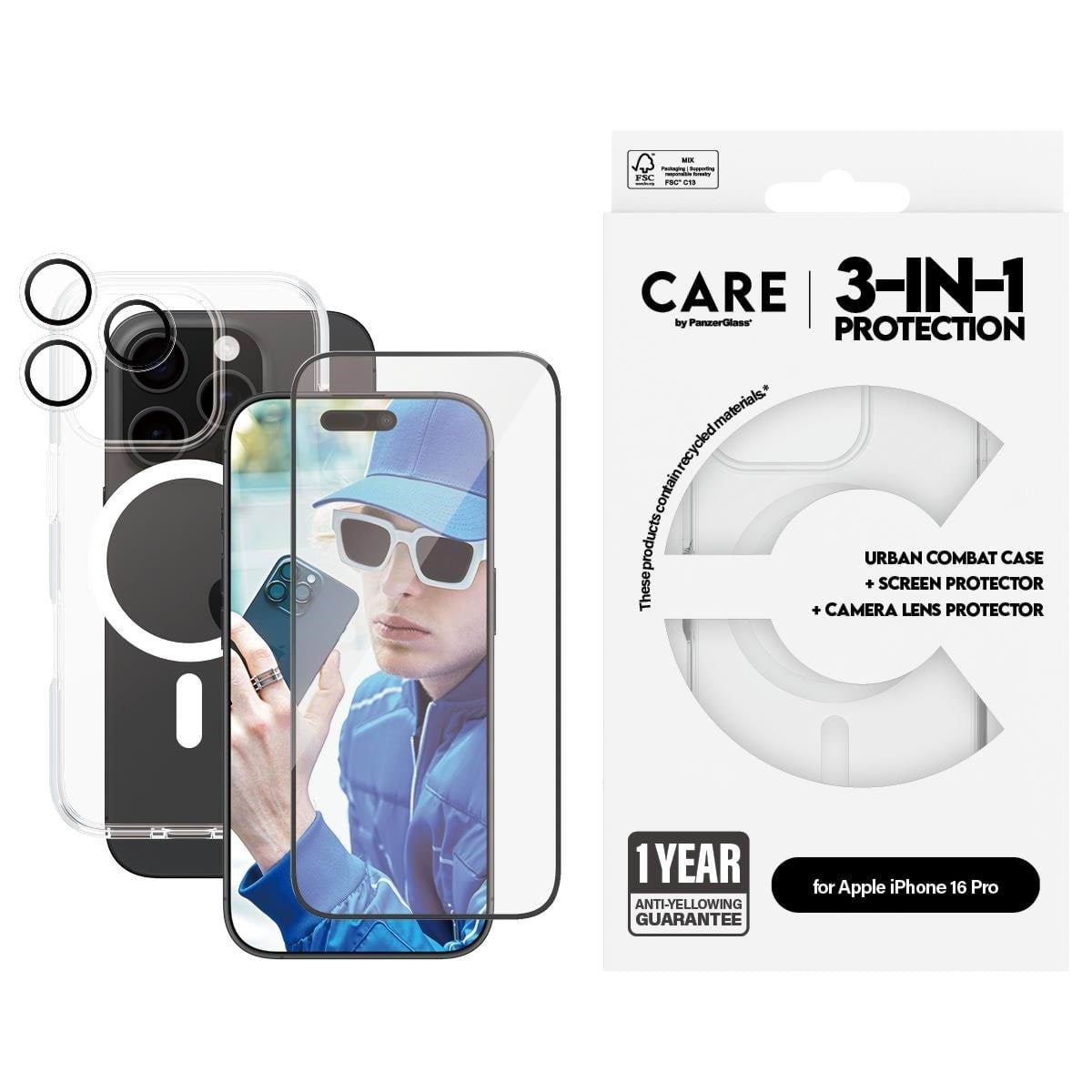 Care by Panzerglass Flagship 3-in-1 Bundle Iphone 16 Pro - Handys Cover Cases