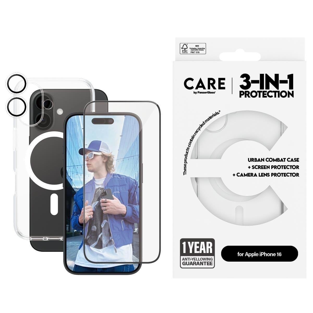 Care by Panzerglass Flagship 3-in-1 Bundle Iphone 16 - Handys Cover Cases Panzerb1337+2861+1285
