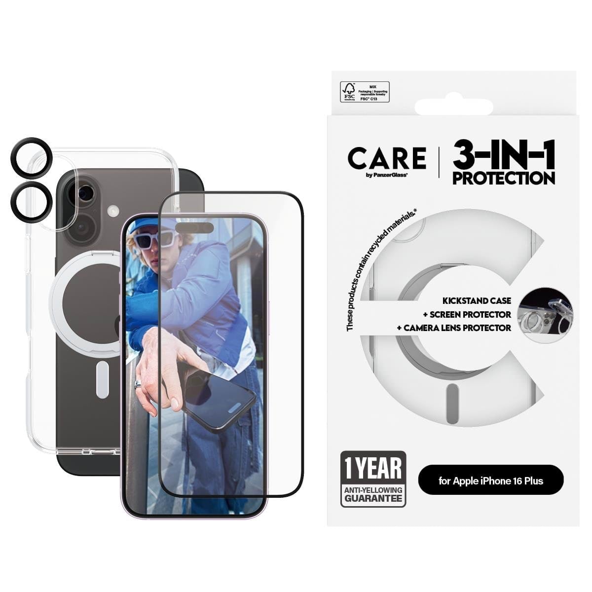 Care by Panzerglass Feature 3-in-1 Ceramic Bundle Iphone 16 Plus - Handys Cover Cases Panzerb1327+2855+1281