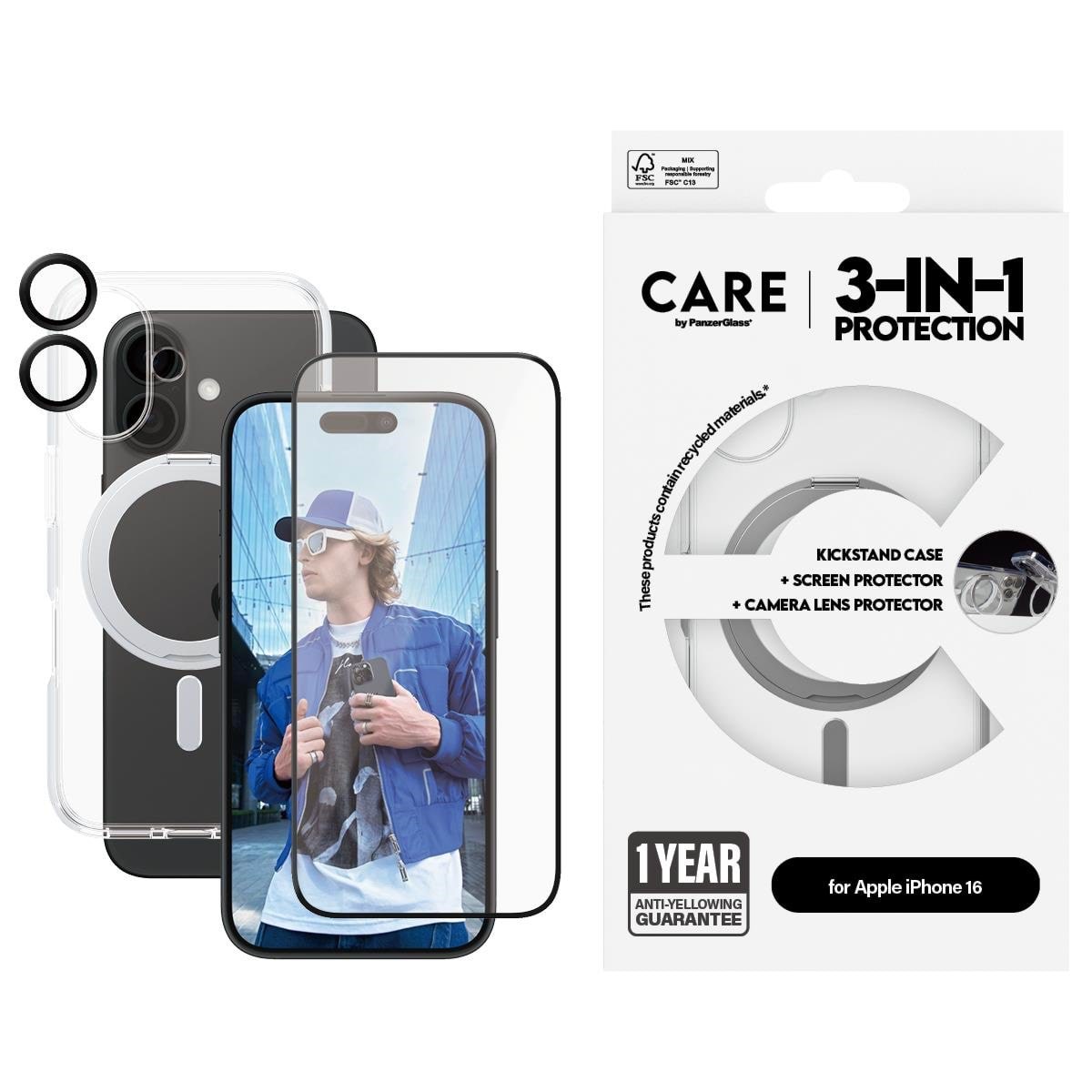 Care by Panzerglass Feature 3-in-1 Ceramic Bundle Iphone 16 - Handys Cover Cases Panzerb1325+2853+1281