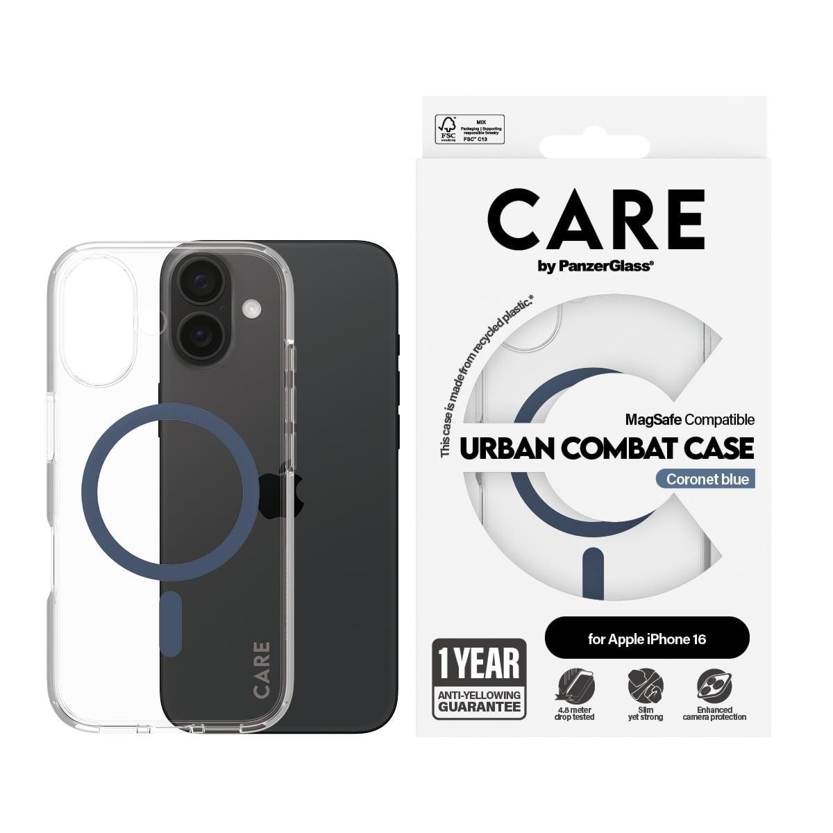 Care by Panzerglass Case Flagship Blue Magsafe Iphone 16 - Handys Cover Cases Panzer1365