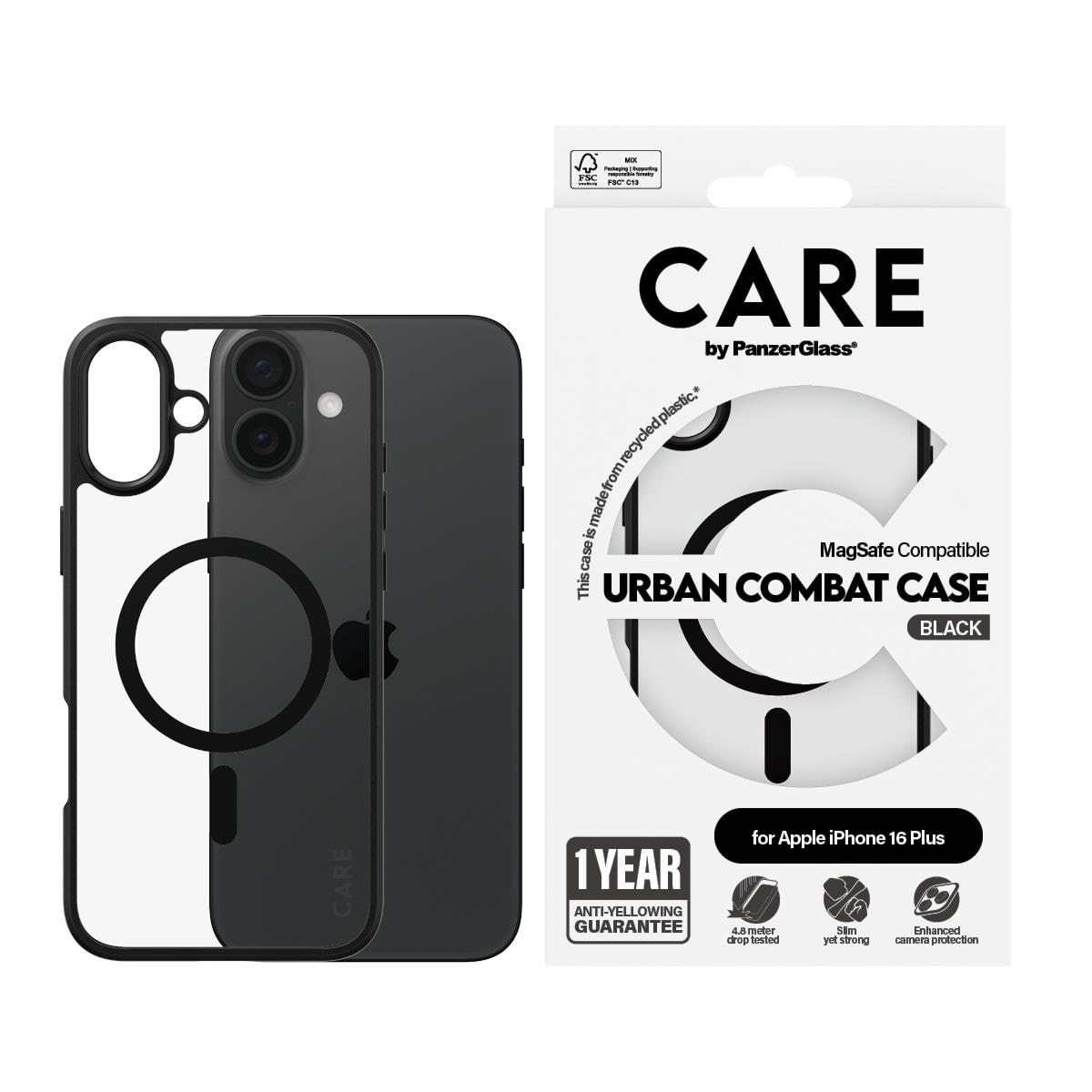 Care by Panzerglass Case Flagship Urban Combat Black Magsafe Iphone 16 Plus - Handys Cover Cases Panzer1359
