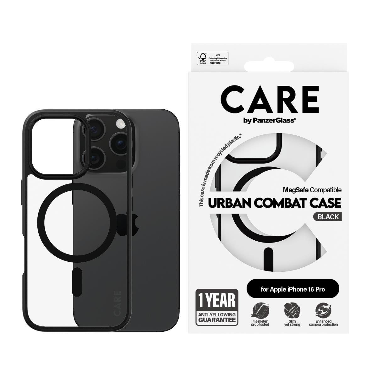 Care by Panzerglass Case Flagship Urban Combat Black Magsafe Iphone 16 Pro - Handys Cover Cases