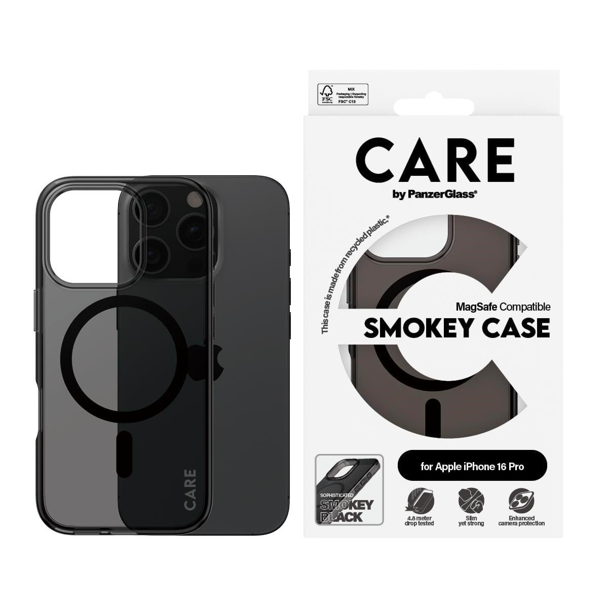 Care by Panzerglass Case Flagship Smokey With Magsafe Iphone 16 Pro - Handys Cover Cases