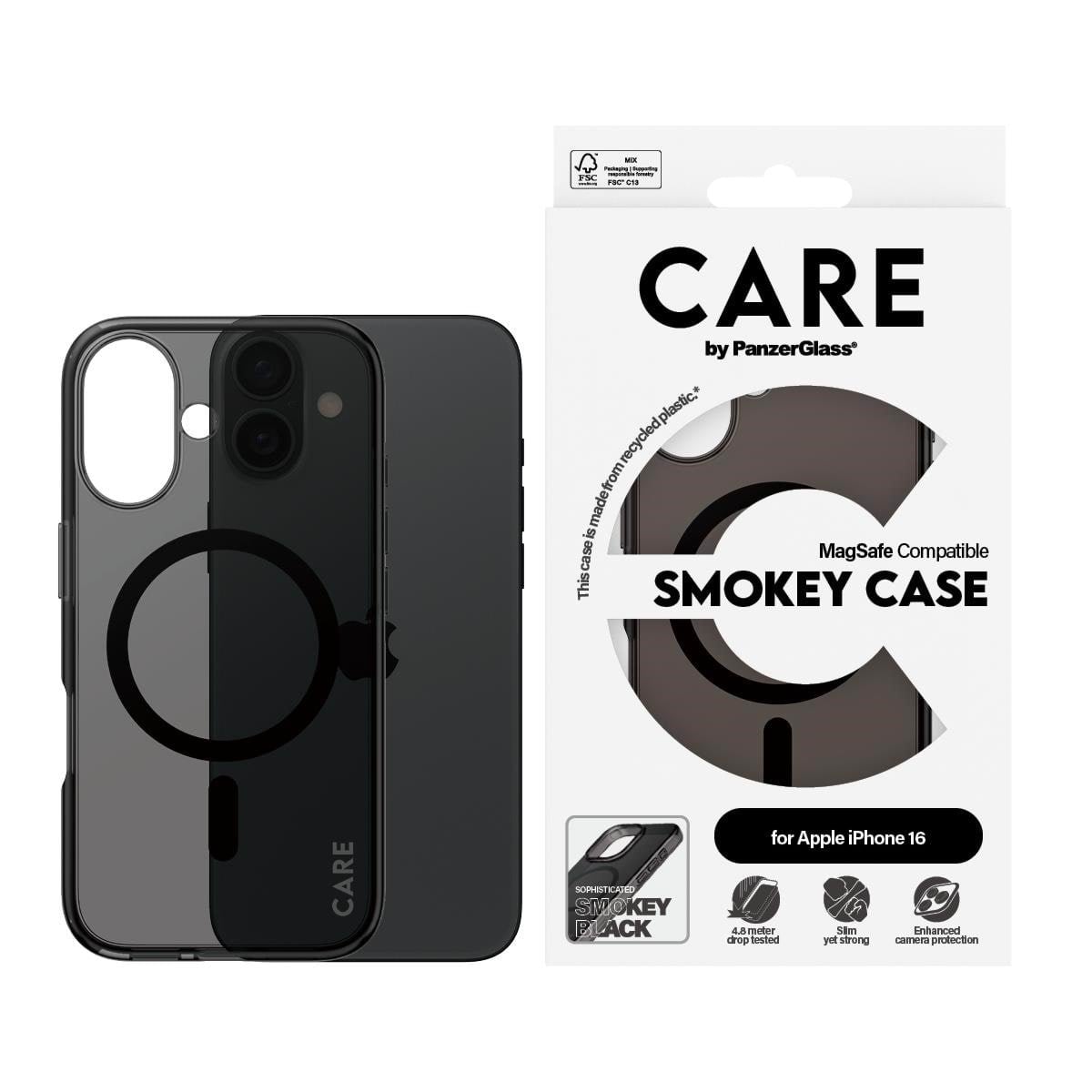Care by Panzerglass Case Flagship Smokey With Magsafe Iphone 16 - Handys Cover Cases Panzer1349
