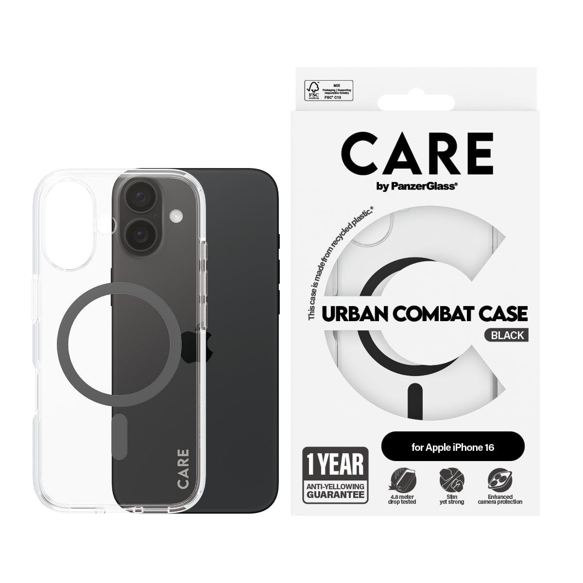 Care by Panzerglass Case Flagship Black Magsafe Iphone 16 - Handys Cover Cases Panzer1345