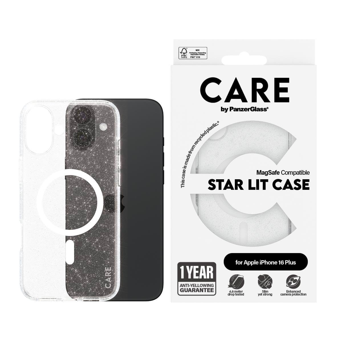 Care by Panzerglass Case Flagship Star Lit With White Magsafe Iphone 16 Plus - Handys Cover Cases Panzer1343