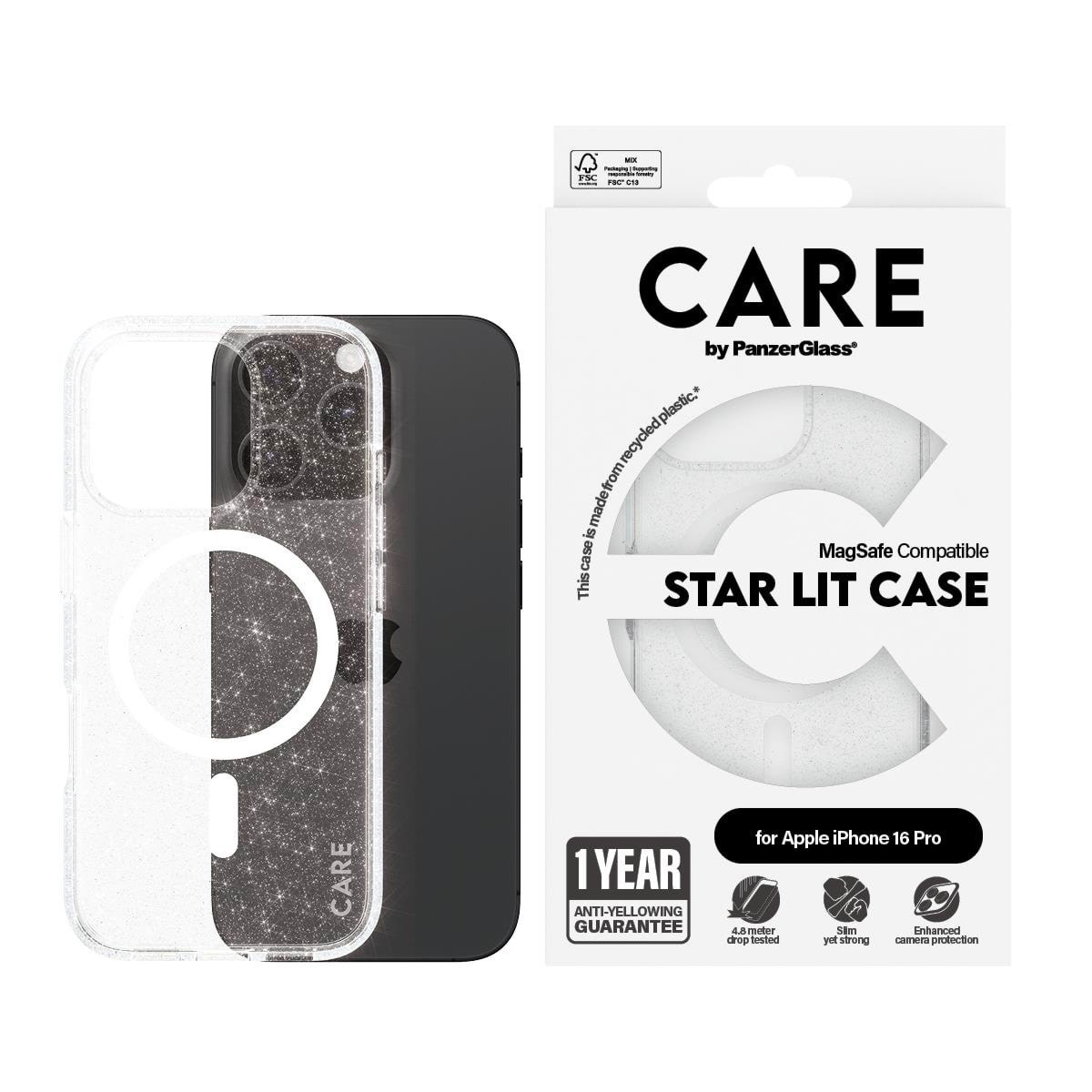 Care by Panzerglass Case Flagship Star Lit With White Magsafe Iphone 16 Pro - Handys Cover Cases