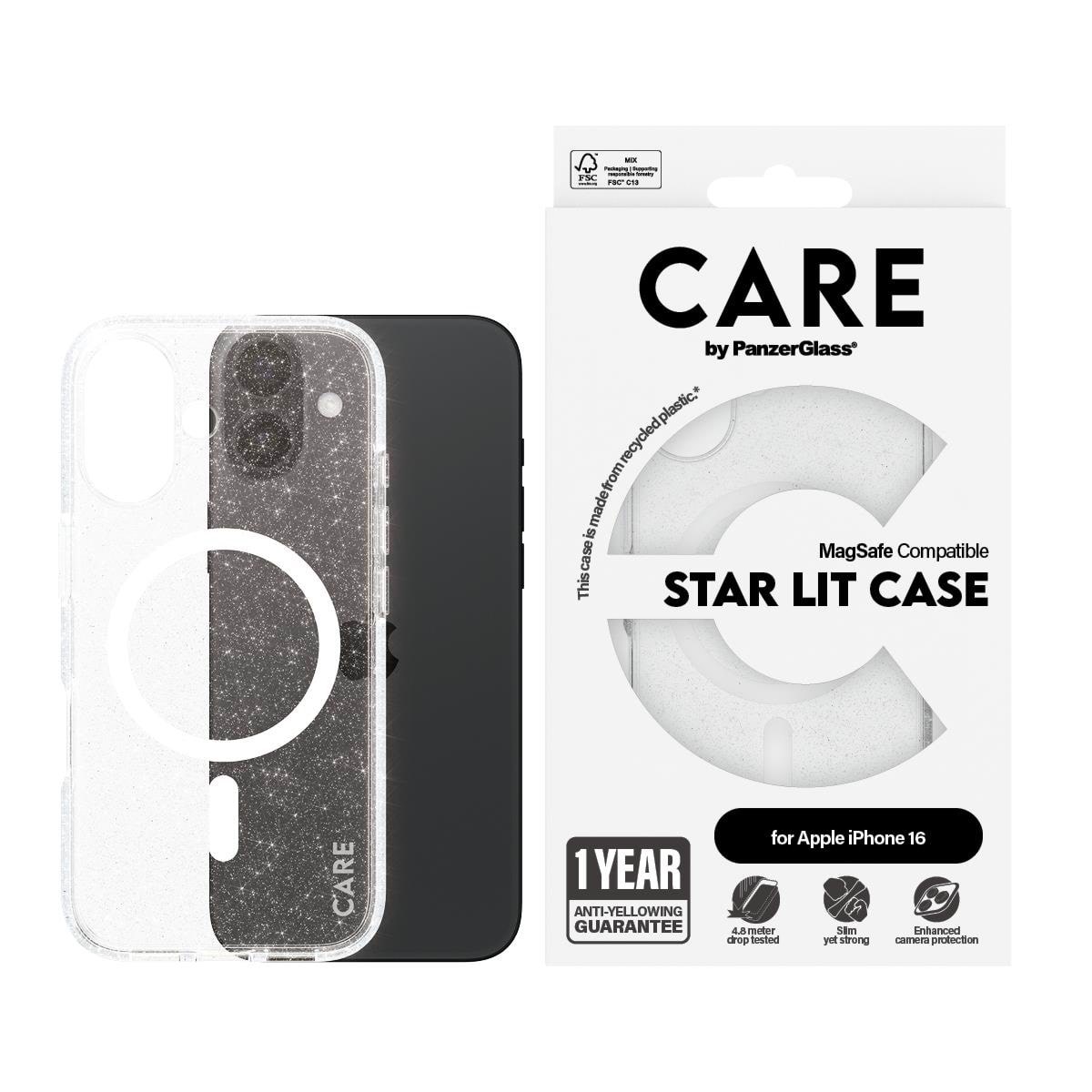 Care by Panzerglass Case Flagship Star Lit With White Magsafe Iphone 16 - Handys Cover Cases Panzer1341