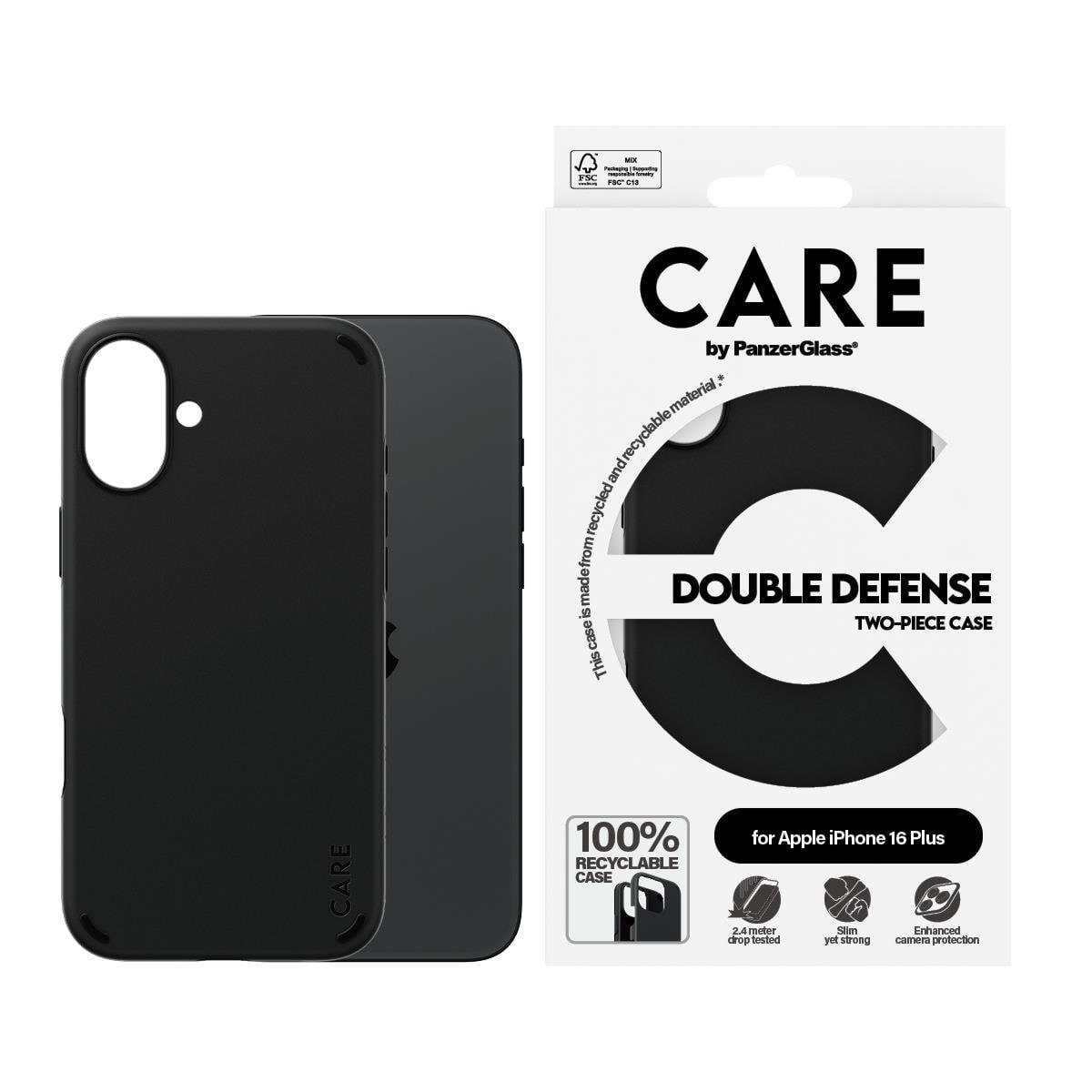 Care by Panzerglass Case Feature Double Defence Black Iphone 16 Plus - Handys Cover Cases Panzer1335