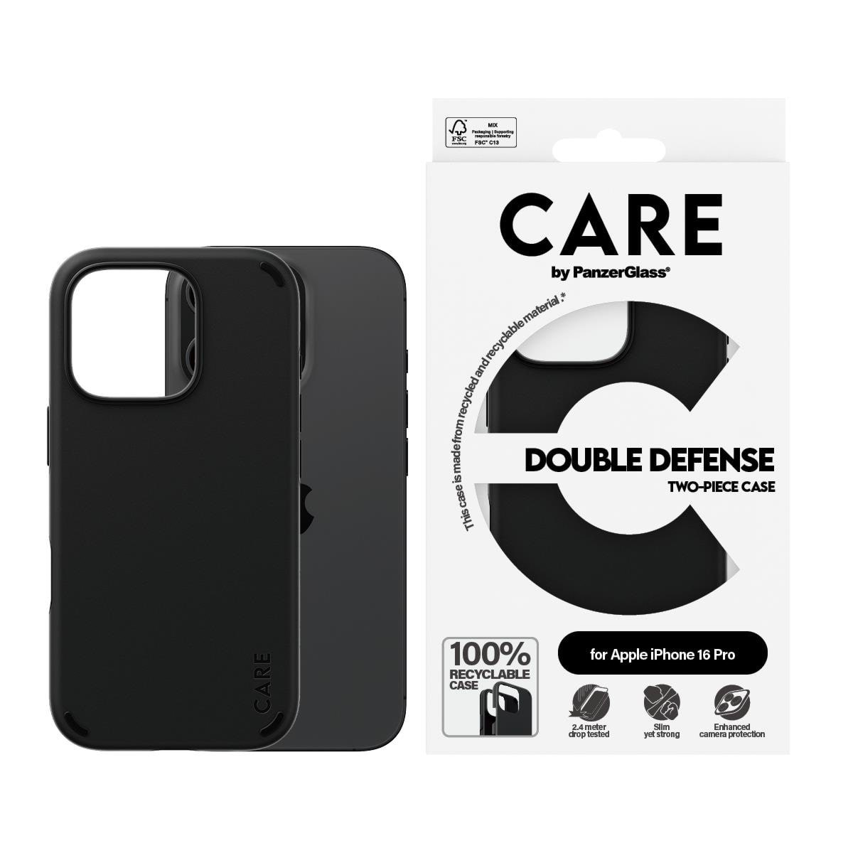 Care by Panzerglass Case Feature Double Defence Black Iphone 16 Pro - Handys Cover Cases
