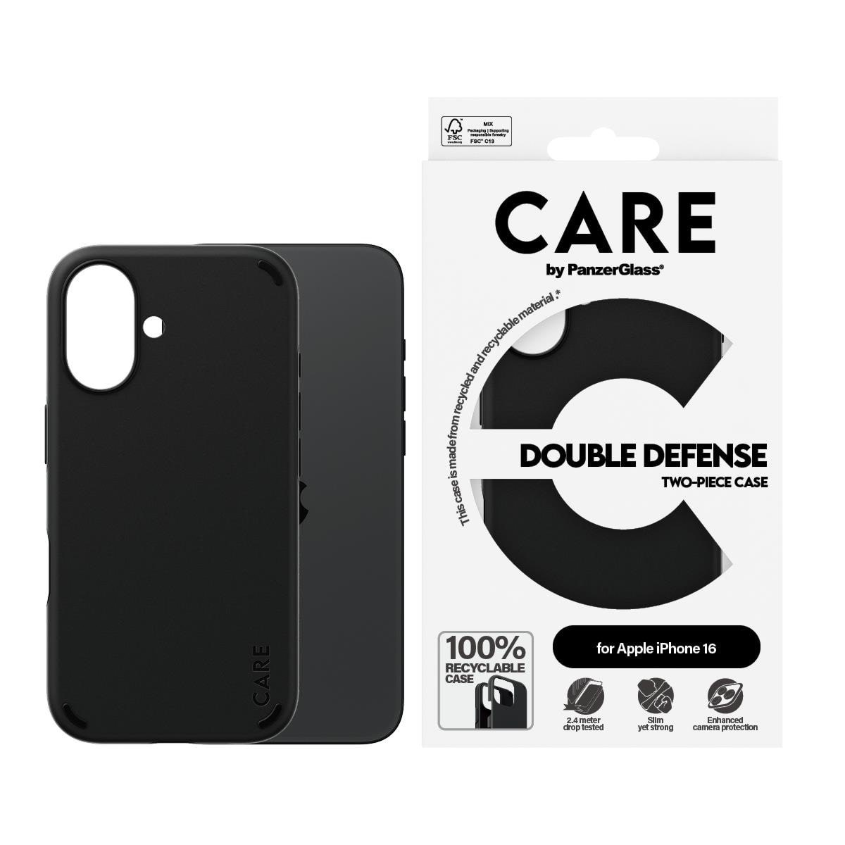Care by Panzerglass Case Feature Double Defence Black Iphone 16 - Handys Cover Cases Panzer1333