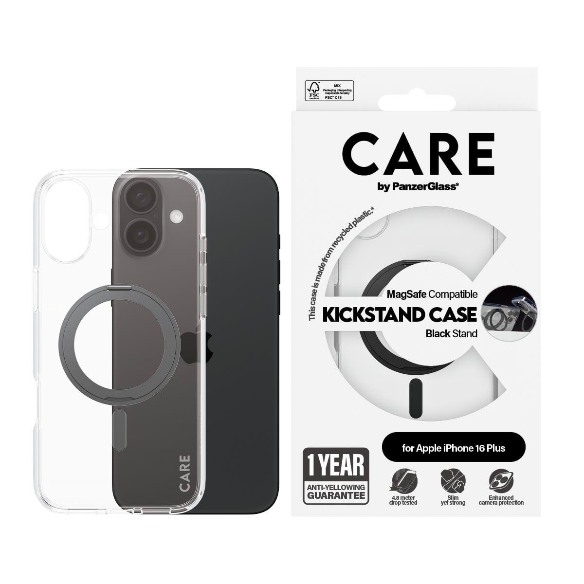 Care by Panzerglass Case Feature Black Kickstand & Magsafe Iphone 16 Plus - Handys Cover Cases Panzer1323