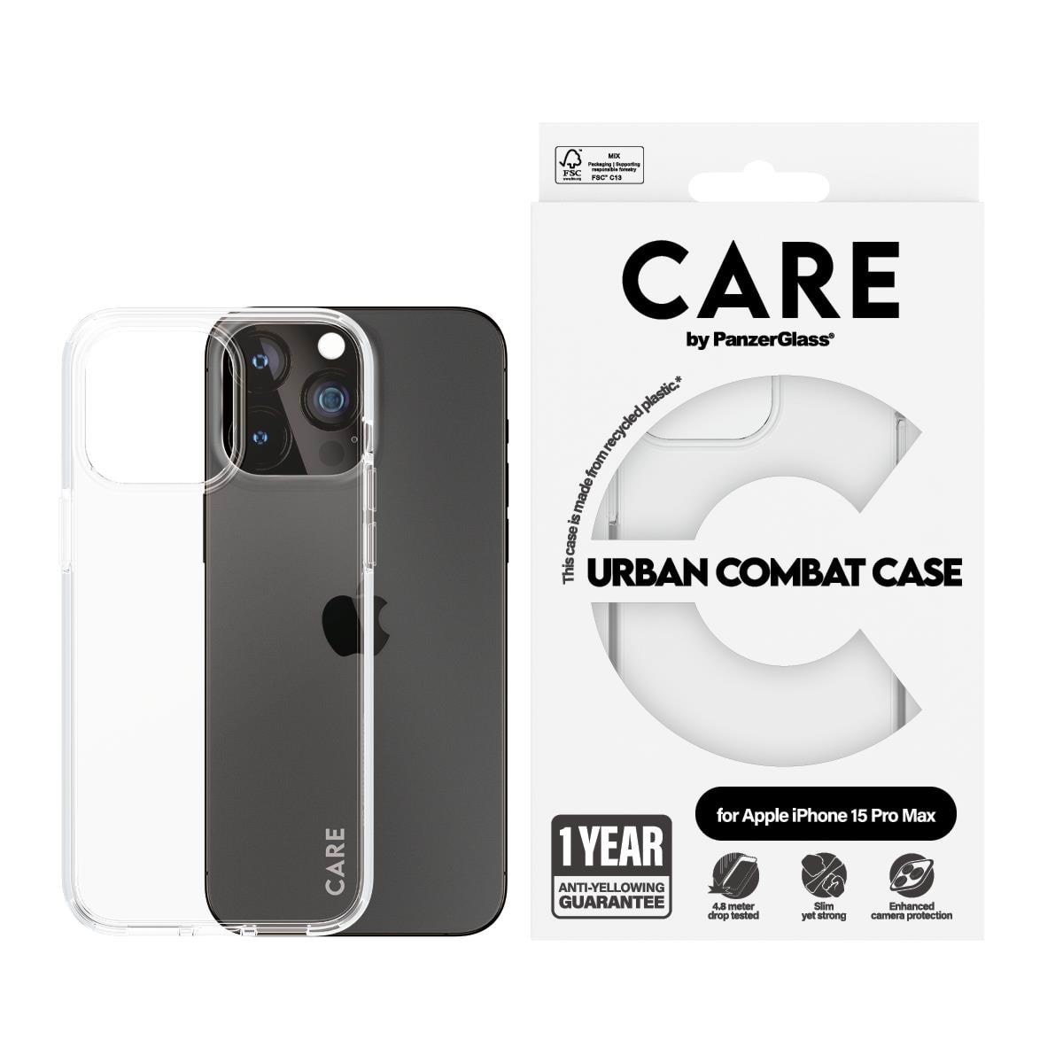 Care by Panzerglass Flagship Case Transparent Urban Combat w. Clear Frame Iphone 15 Pro Max - Handys Cover Cases