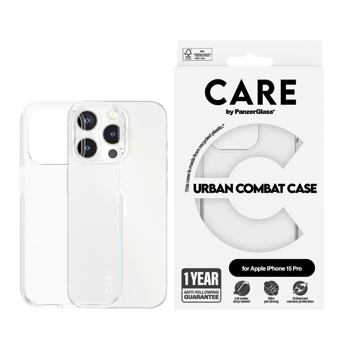 Care by Panzerglass Flagship Case Transparent Urban Combat w. Clear Frame Iphone 15 Pro - Handys Cover Cases