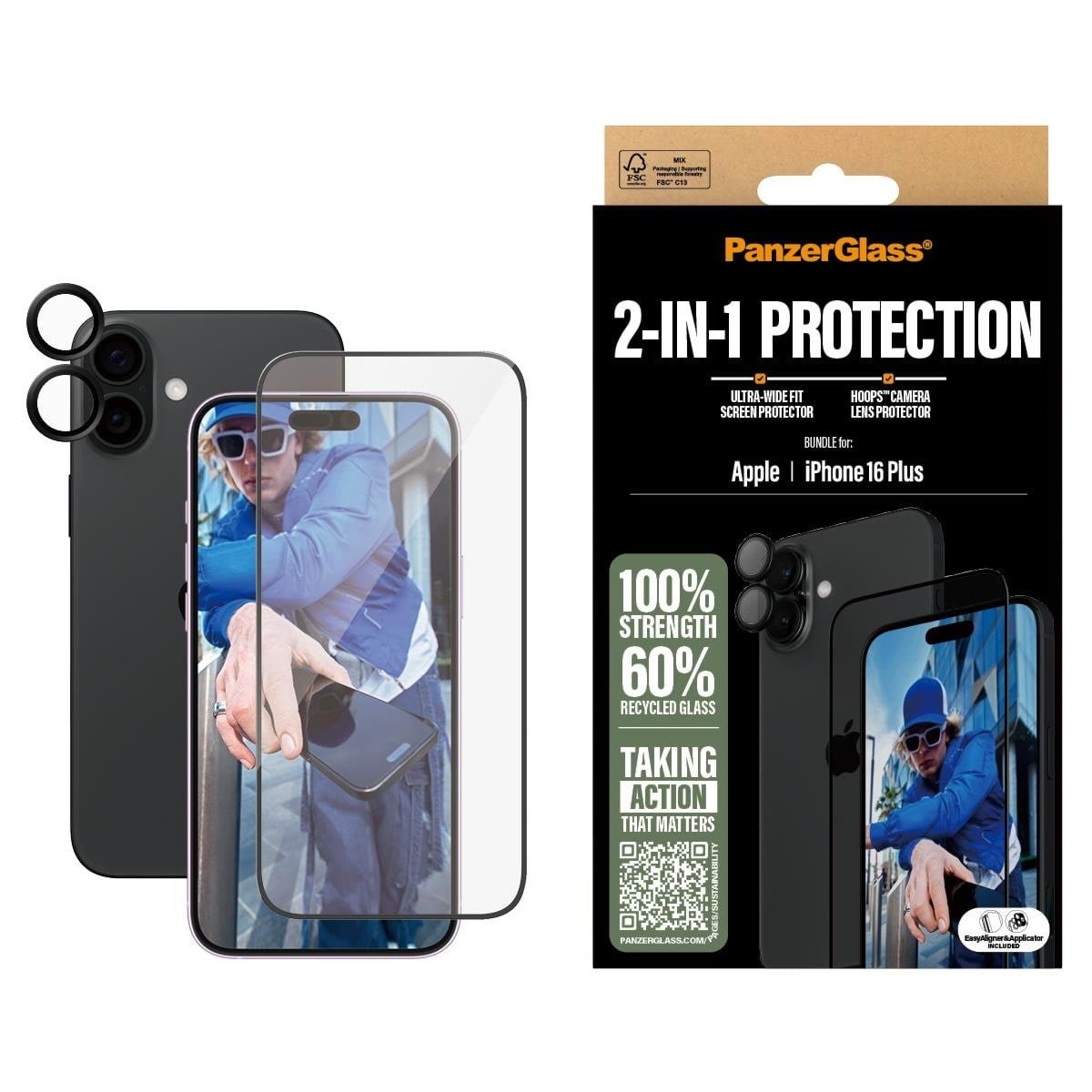 Panzerglass 2-in-1 Bundle Iphone 16 Plus - Handys Schutzfolie Panzerb2863+1283