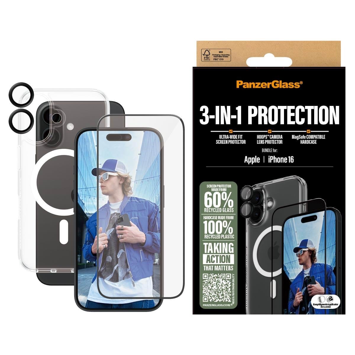 Panzerglass 3-in-1 Protection Bundle Iphone 16 - Handys Cover Cases Panzerb1291+2861+1283