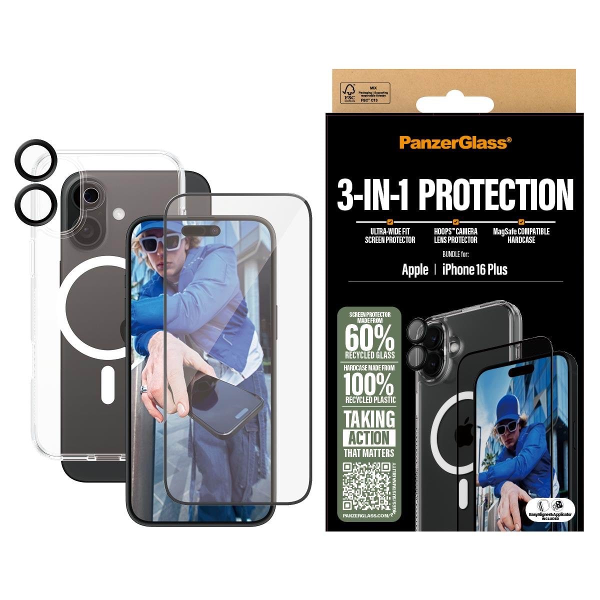 Panzerglass 3-in-1 Protection Bundle Iphone 16 Plus - Handys Schutzfolie Panzerb1293+2863+1283