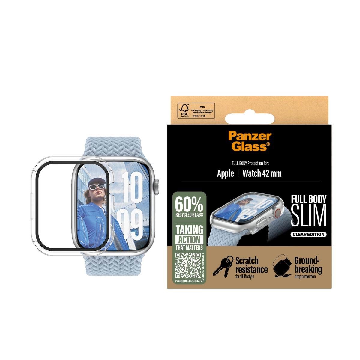 Panzerglass Screen Protector Snappie Full Body Slim Transparent Apple Watch Series 10 | 42mm - Smartwatch Accessories