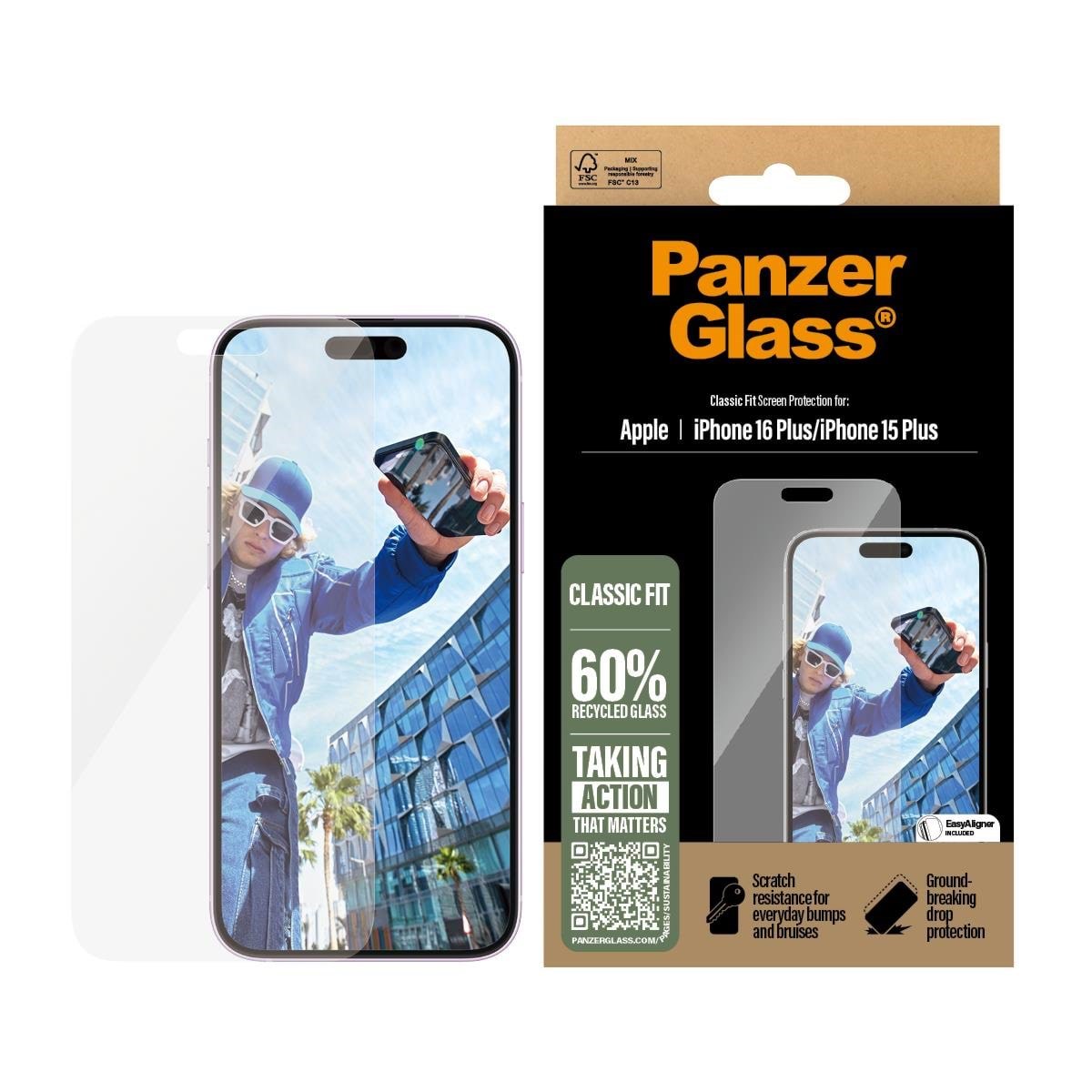 Panzerglass Screen Protector Iphone 16 Plus | Classic Fit - Handys Schutzfolie Panzer2875