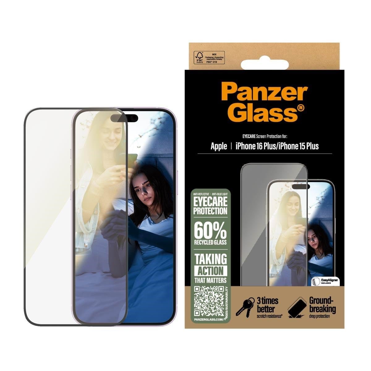 Panzerglass Eyecare Screen Protector Iphone 16 Plus | Ultra-wide Fit - Handys Schutzfolie