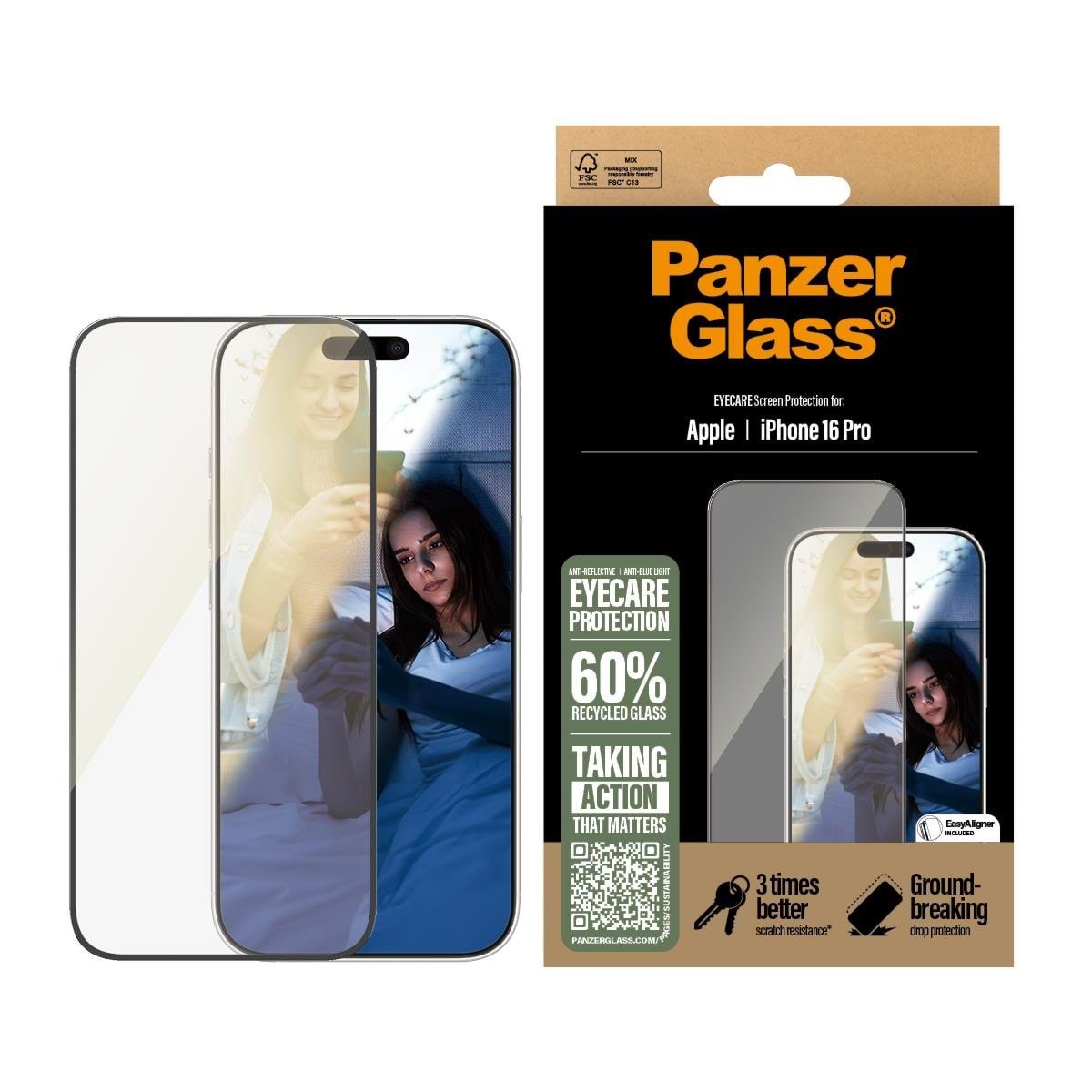 Panzerglass Eyecare Screen Protector Iphone 16 Pro | Ultra-wide Fit - Handys Schutzfolie Panzer2866