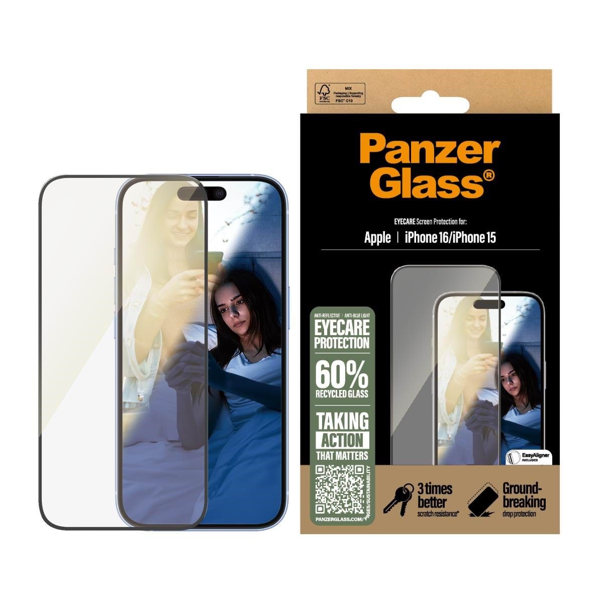 Panzerglass Eyecare Screen Protector Iphone 16 | Ultra-wide Fit - Handys Schutzfolie