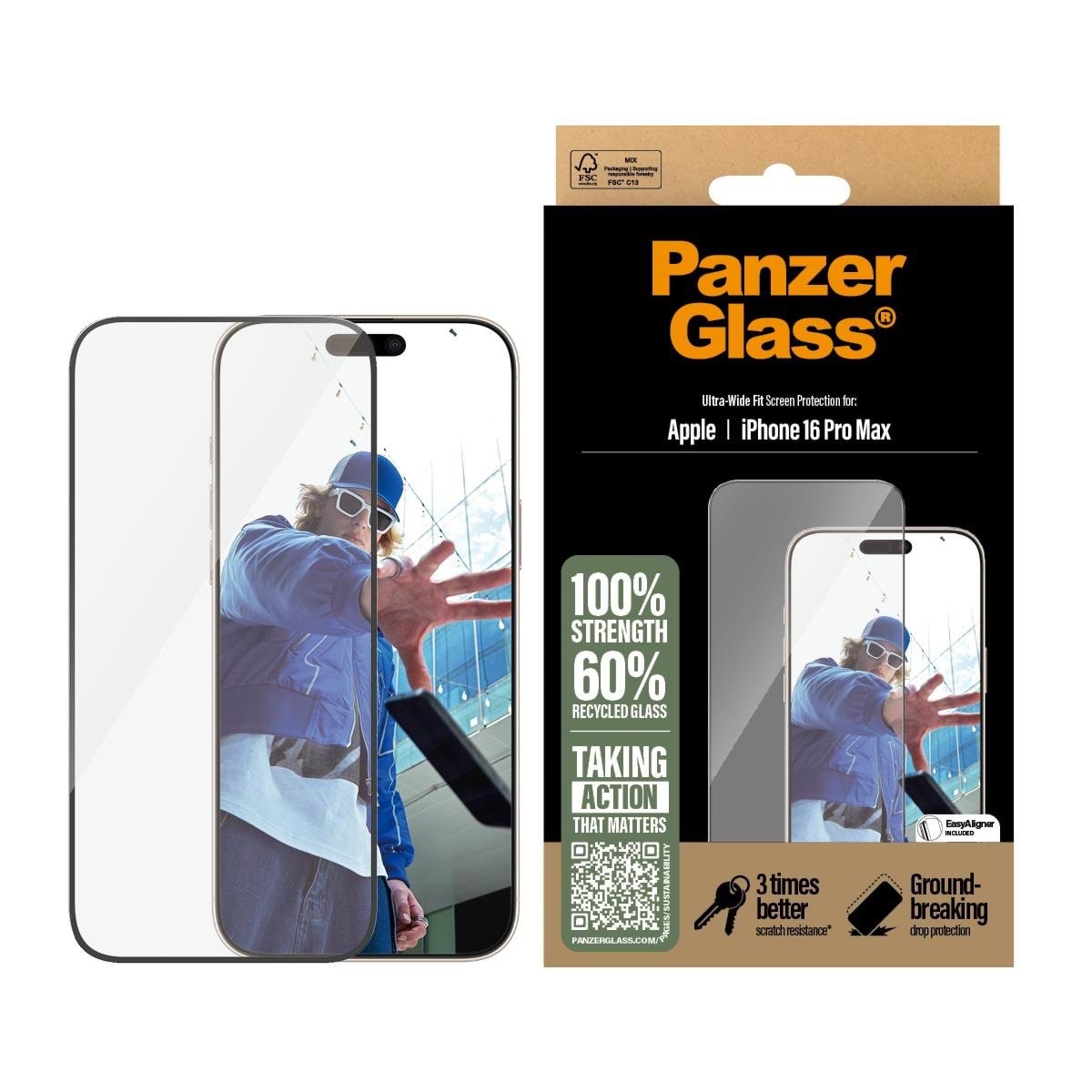 Panzerglass Screen Protector Iphone 16 Pro Max | Ultra-wide Fit - Handys Schutzfolie Panzer2864