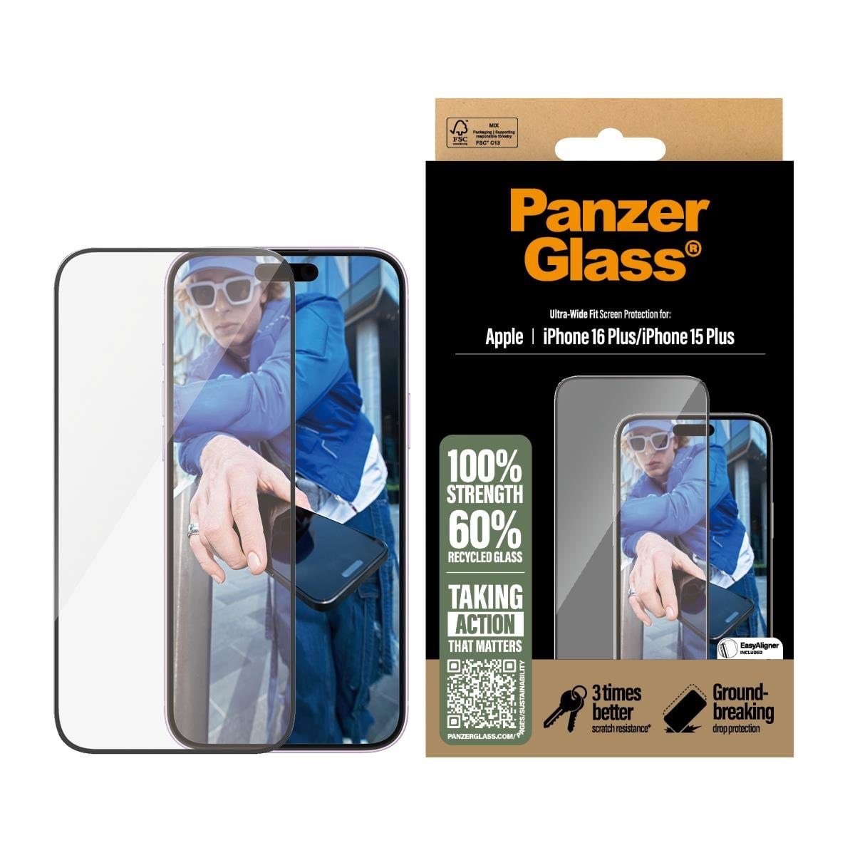Panzerglass Screen Protector Iphone 16 Plus | Ultra-wide Fit - Handys Schutzfolie