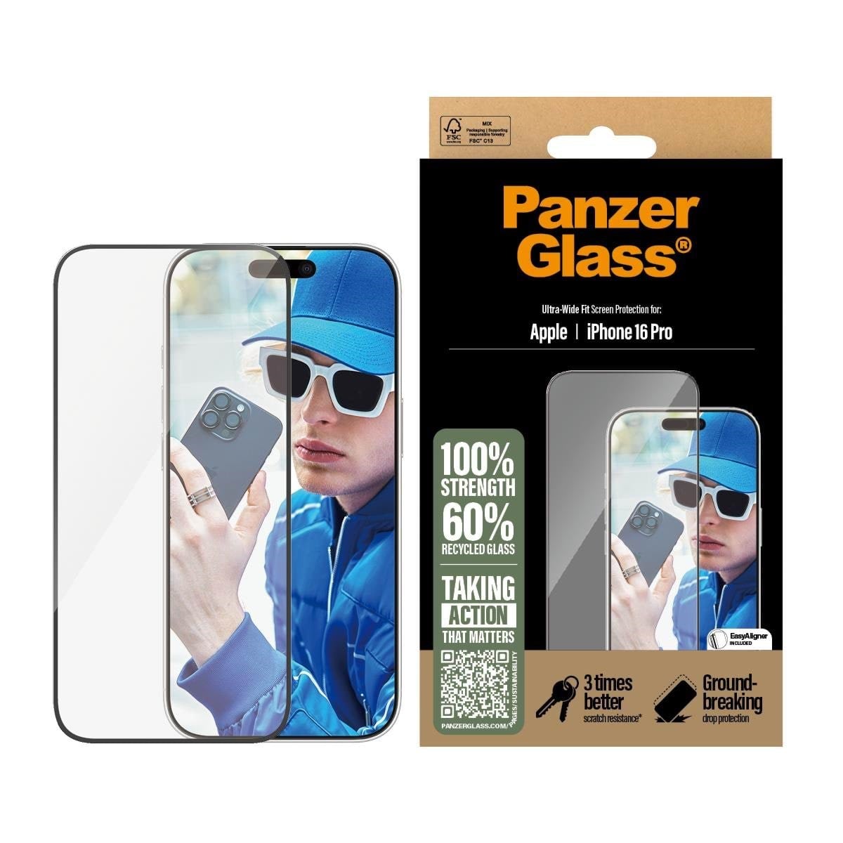 Panzerglass Screen Protector Iphone 16 Pro | Ultra-wide Fit - Handys Schutzfolie Panzer2862